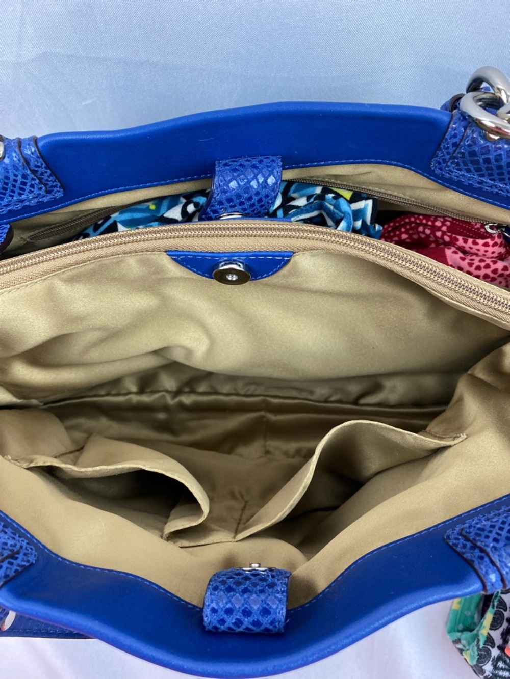 Vintage Coach Soft Leather Cobalt Blue Double Handle Penelope Handbag Bag Purse - Picture 15 of 16